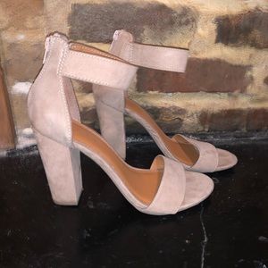 Nude zip up heels